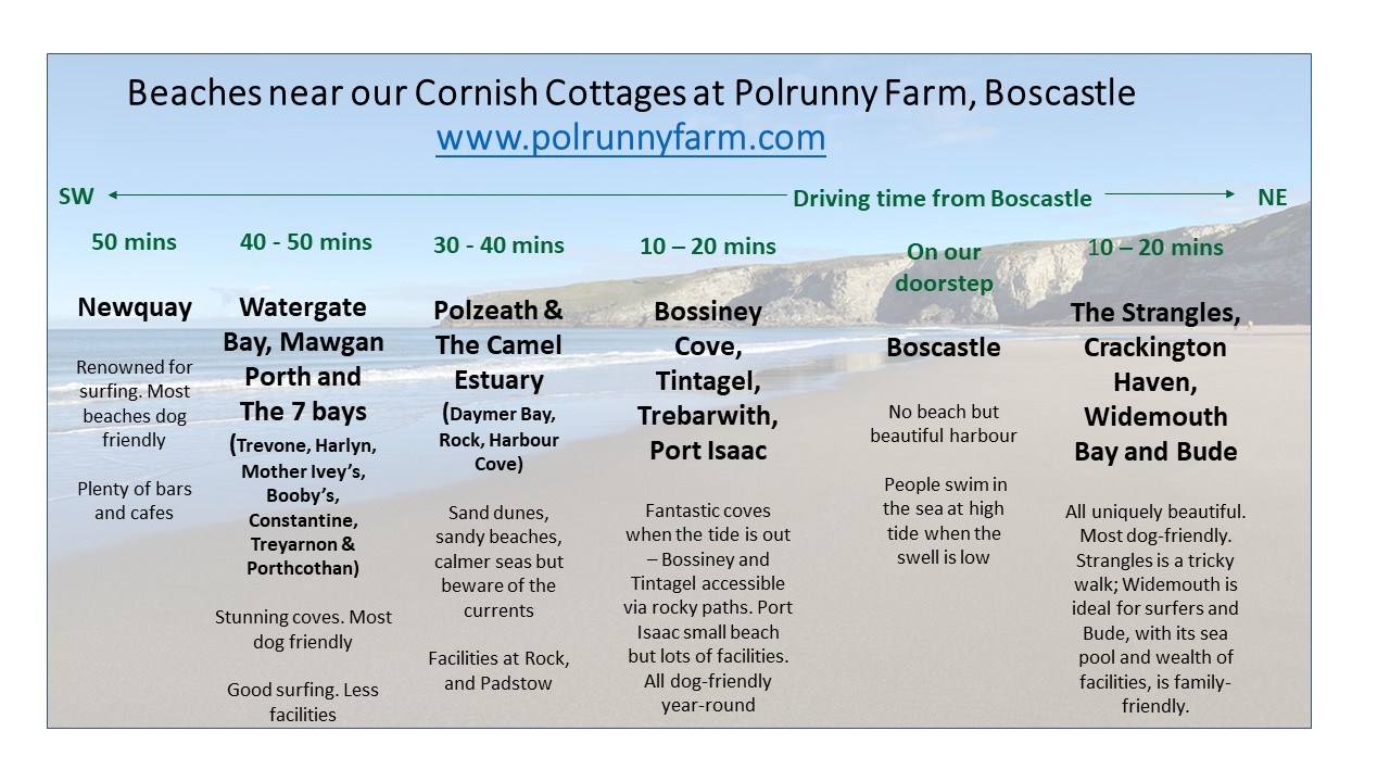 Graphic describing the best beaches near Boscastle