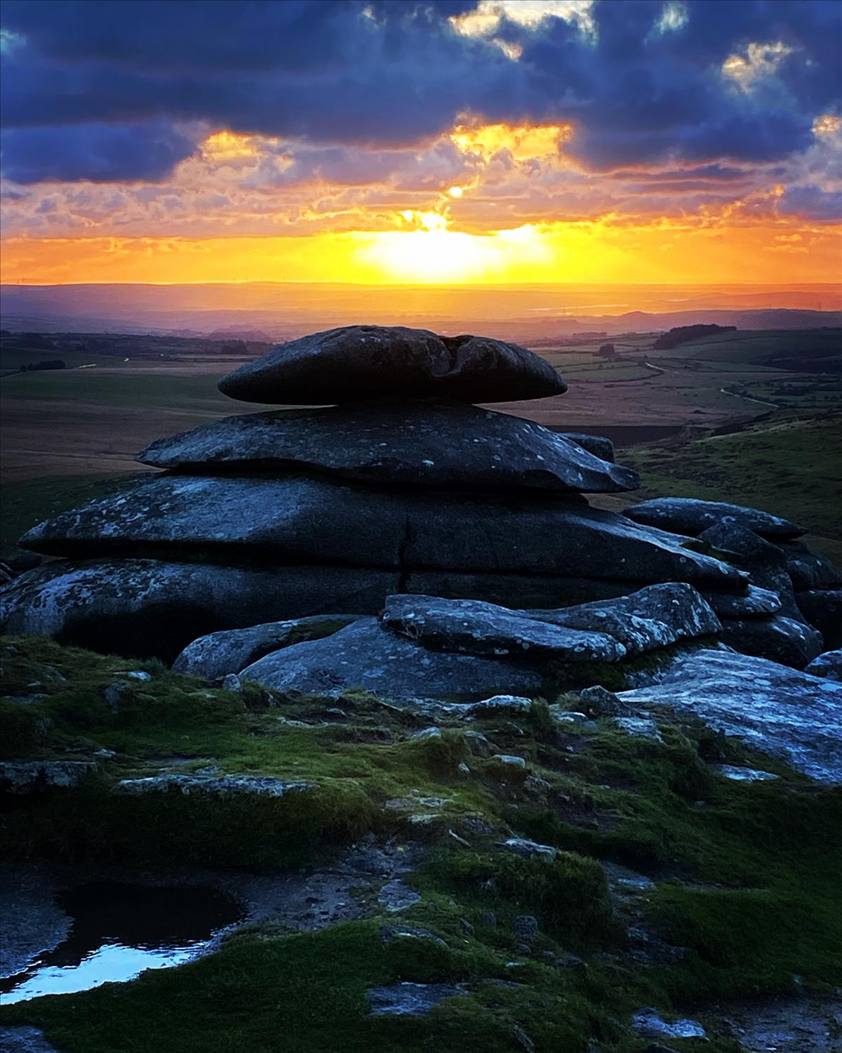 Sunset on Bodmin Moor a short drive from Polrunny Farm Holiday Cottages best walking holiday in Cornwall