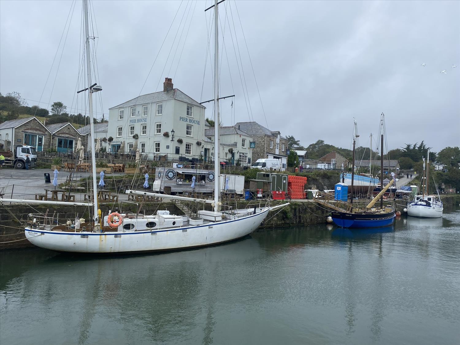 Charlestown in the rain. A great day trip from Polrunny Farm Holiday Cottages