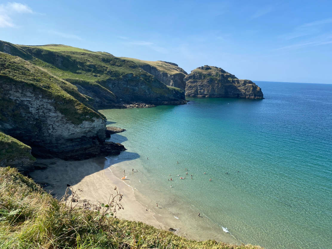 Steep path down to Bossiney's beach, but once you get there, it is a great beach to explore. Guests at Polrunny Farm Holiday Cottages have the best beach holiday in Cornwall.