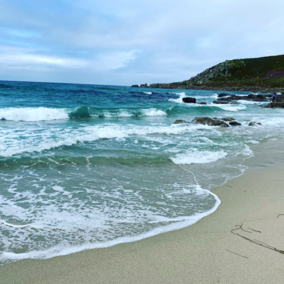 Atlantic waves. Polrunny Farm Holiday Cottages, best beach holiday in Cornwall.