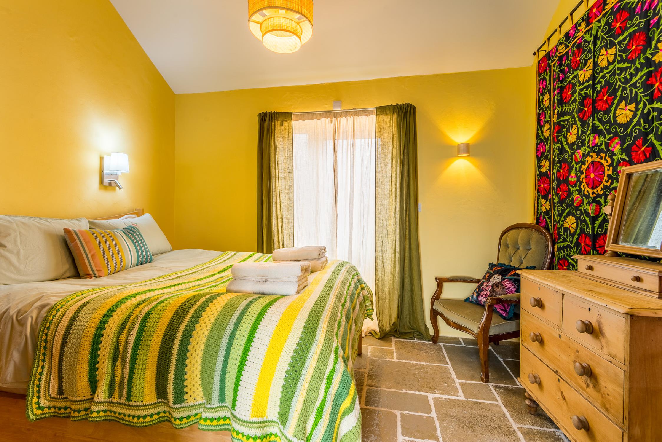 King size bed at sea view Blueberry Cottage Polrunny Farm holiday cottages Boscastle Cornwall