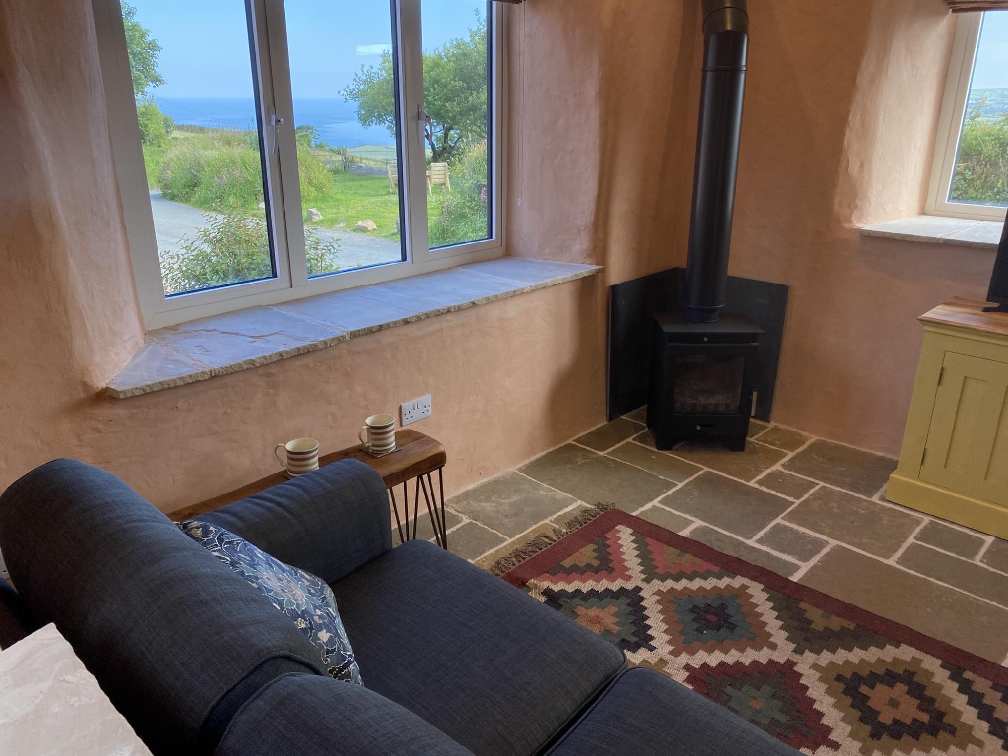 Sea views from your sofa at Blueberry Cottage Polrunny Farm holiday cottages Boscastle Cornwall