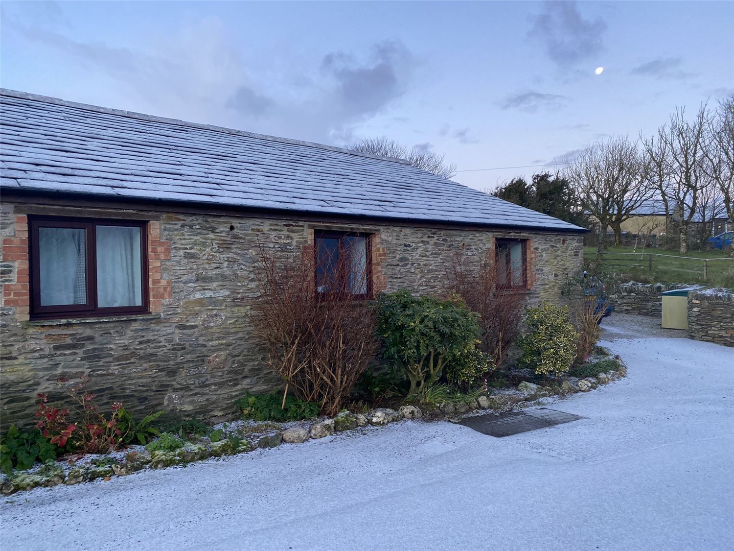 Snowy scenes at sea view Polrunny Farm holiday cottages Boscastle Cornwall