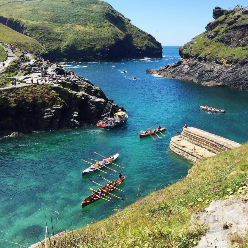 Guests from Polrunny Farm Holiday Cottages often see Cornish gig boats in the harbour in Boscastle