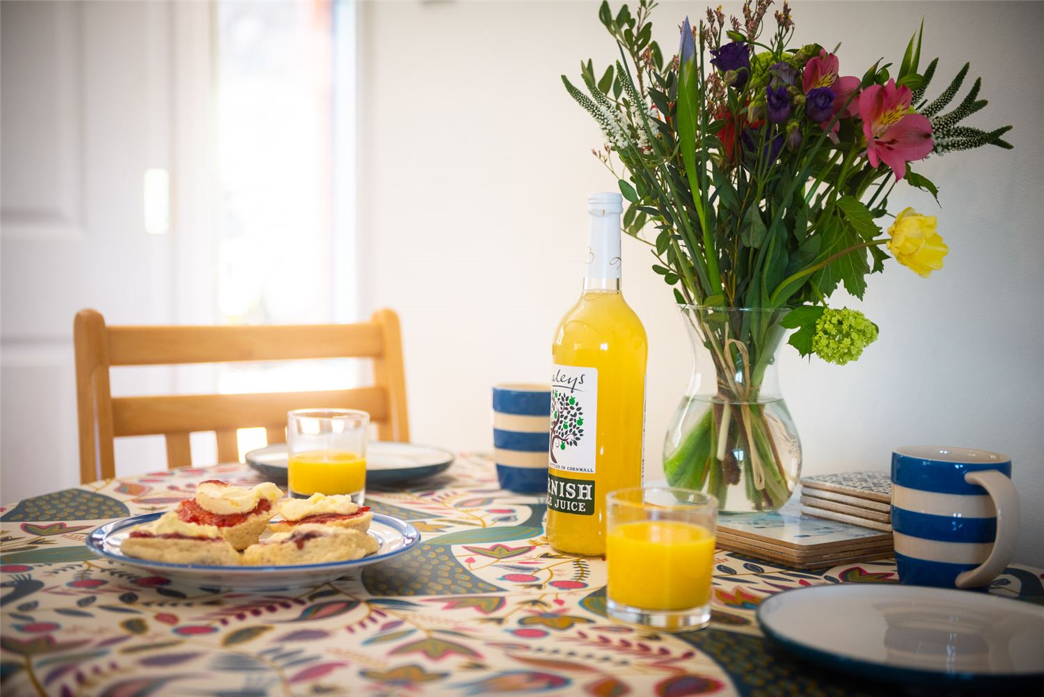 Breakfast on the table in Seaberry Cottage, Polrunny Farm, Boscastle