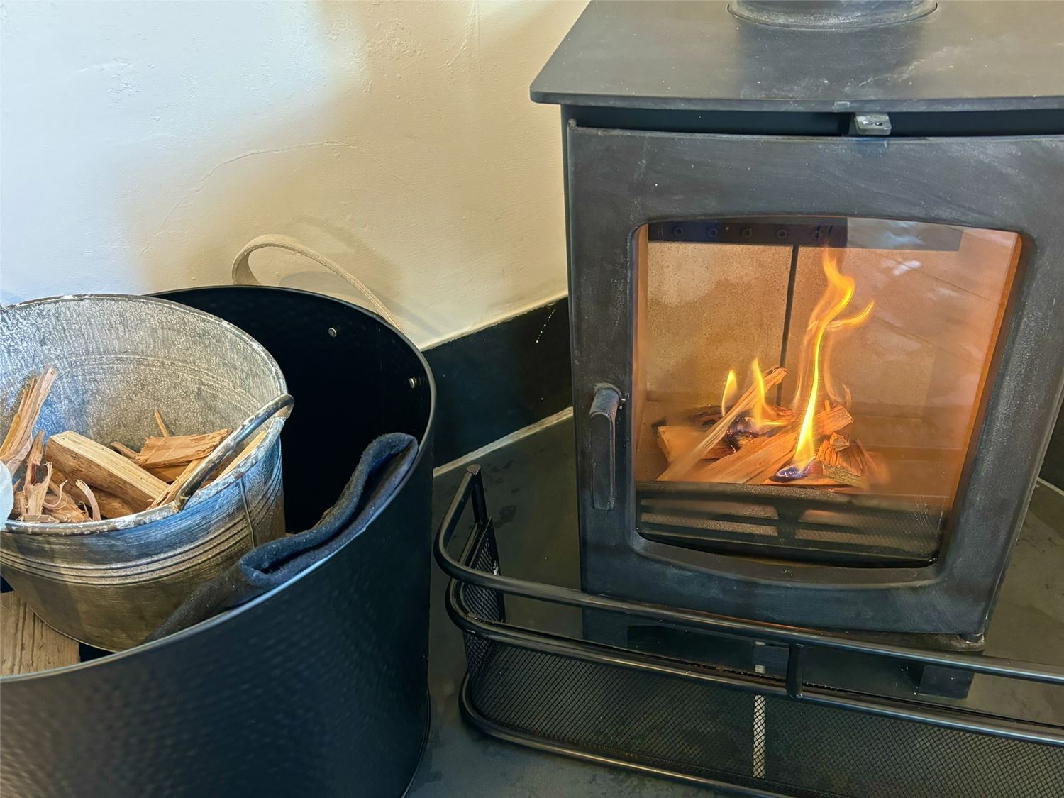 Sea view Seaberry and Blueberry Cottage both have a lovely log burner. Polrunny Farm holiday cottages Boscastle Cornwall